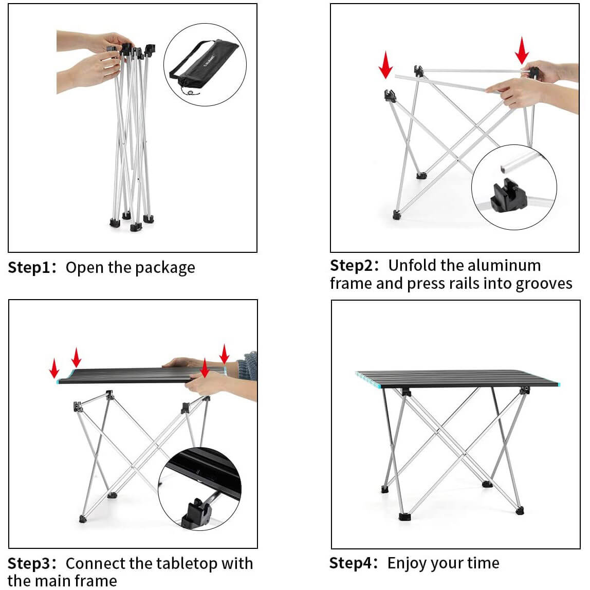 Mesa de camping plegable portátil ultraligera